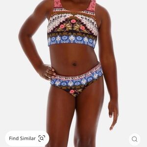 Desigual Girls Floral & Folk Print Bikini in Pink, Blue, Black
